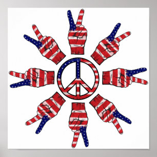 Peace Signs Sun Poster