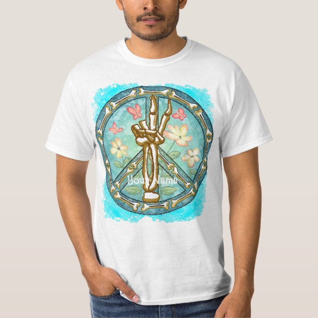 Peace Skeleton Hand T - Shirt (Vorderseite)