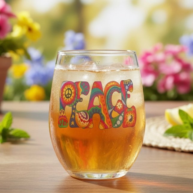 Peace Stemless Wine Glass Weinglas Ohne Stiel (Von Creator hochgeladen)