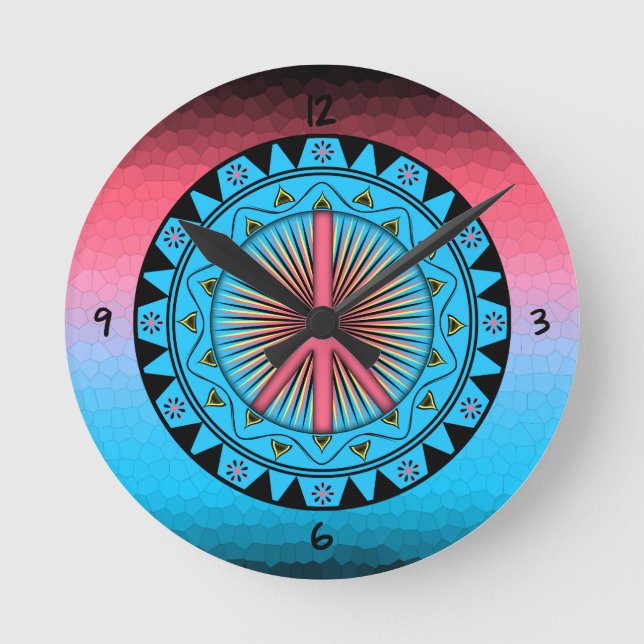 Peace Sun Round Clock Runde Wanduhr (Vorderseite)
