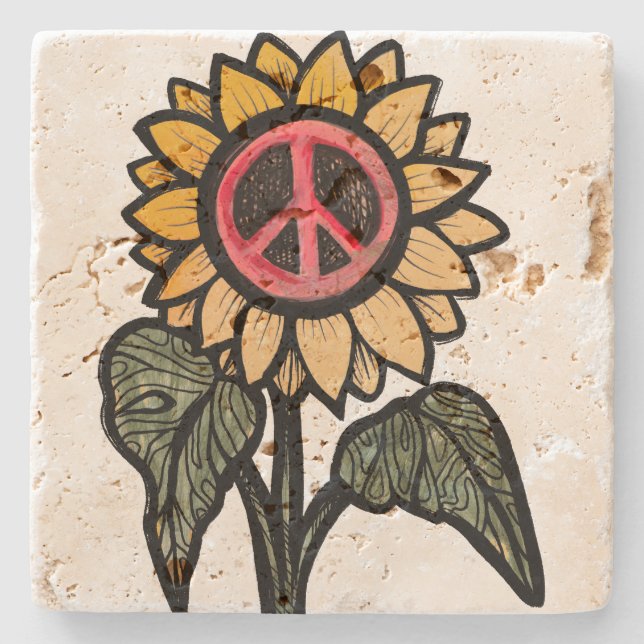 Peace Sunflower Garden Sunflown Gardens Steinuntersetzer (Vorderseite)