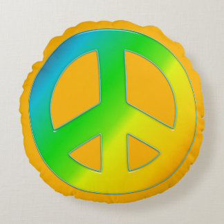 Peace Symbol 02 (ckc)-Round-Throw-Kissen Rundes Kissen