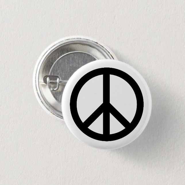 Peace symbol Anti War black white simple button (Vorne & Hinten)