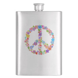 Peace Symbol Blume Power Farbiges Design Flachmann