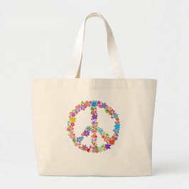 Peace Symbol Blume Power Farbiges Design Jumbo Stoffbeutel