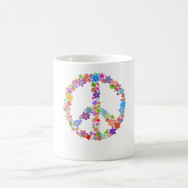 Peace Symbol Blume Power Farbiges Design Kaffeetasse