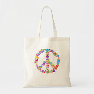 Peace Symbol Blume Power Farbiges Design Tragetasche