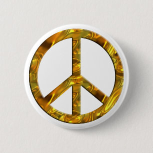 PEACE-Symbol - GOLD Button