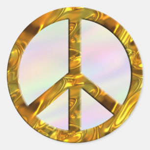 PEACE-Symbol - GOLD   Farblicht Runder Aufkleber