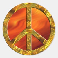 PEACE-Symbol - GOLD | Feuer rot