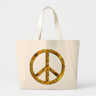PEACE-Symbol - GOLD Jumbo Stoffbeutel