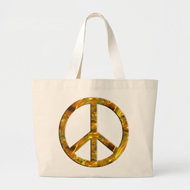PEACE-Symbol - GOLD Jumbo Stoffbeutel (Vorne)