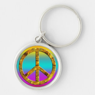 PEACE-Symbol - GOLD Schlüsselanhänger