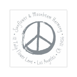 Peace Symbol Hippie Liebe 1960er Rücksendeadresse Permastempel