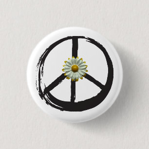 Peace Symbol Hippie Liebe 1960er Sign Daisy Liebe Button