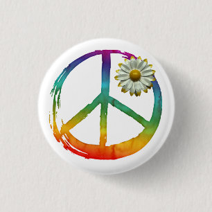 Peace Symbol Hippie Liebe 1960er Sign Daisy Liebe Button