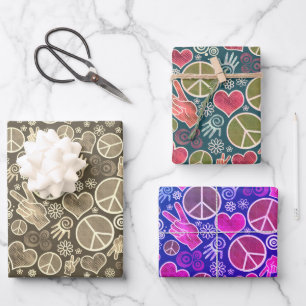 Peace Symbol Hipster Pacifism Signature Set Geschenkpapier Set