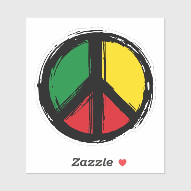 Peace Symbol mit Reaggafarben Aufkleber (Blatt)