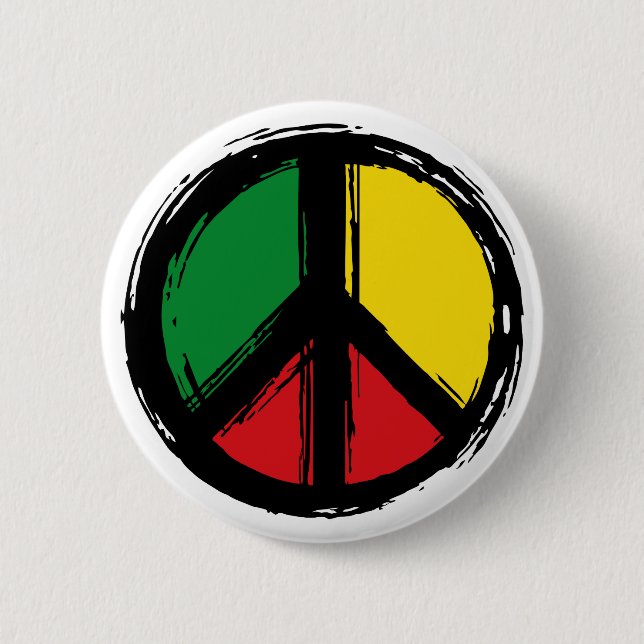 Peace Symbol mit Reaggafarben Button (Vorderseite)
