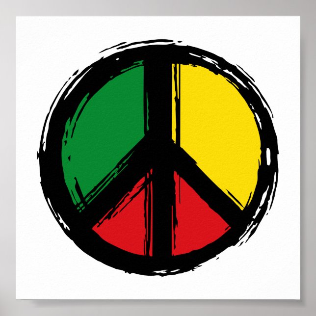 Peace Symbol mit Reaggafarben Poster (Vorne)