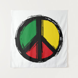 Peace Symbol mit Reaggafarben Wandteppich
