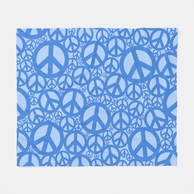 Peace Symbol Pattern Blue Fleecedecke (Vorderseite (Horizontal))