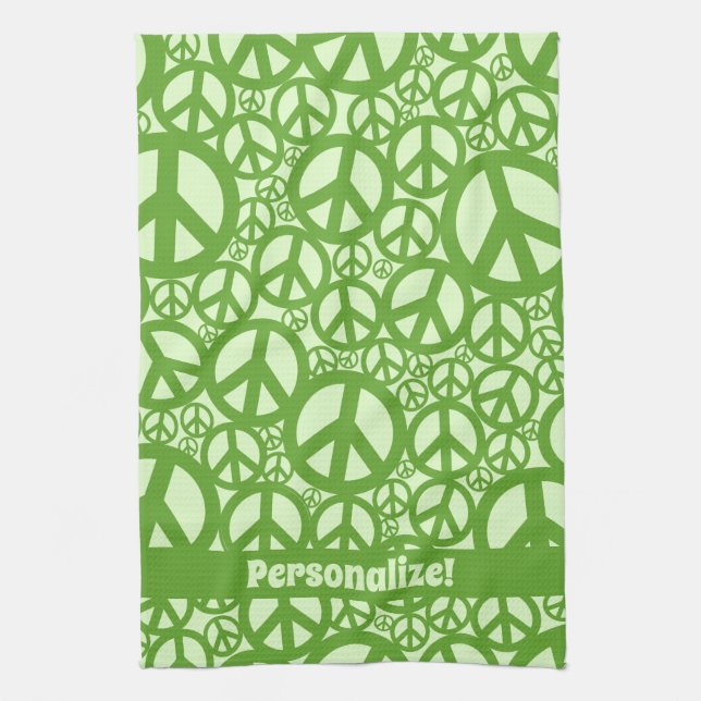 Peace Symbol Pattern Green Geschirrtuch (Vertikal)