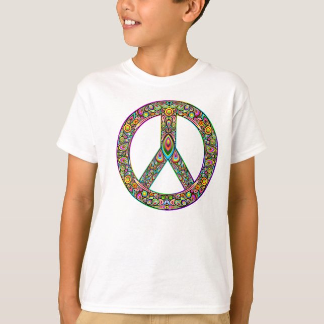 Peace Symbol Psychedelic Art Design T - Shirt (Vorderseite)