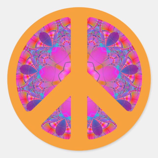 Peace Symbol psychedelic Aufkleber (Vorderseite)