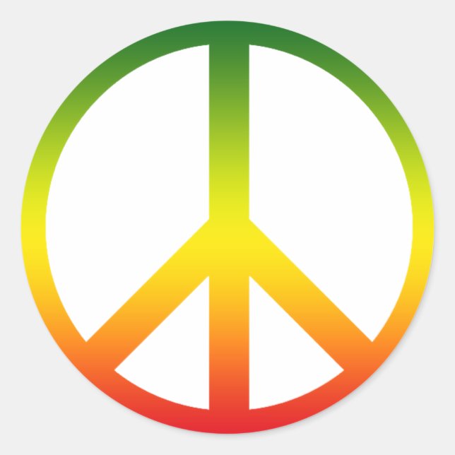 Peace Symbol Rasta Runder Aufkleber (Vorderseite)