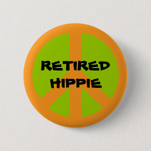 Peace Symbol, Remüde Hippie, Pinback-Taste. Button
