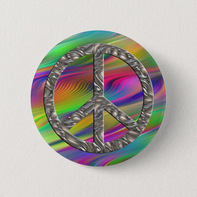PEACE-Symbol - SILVER Button (Vorderseite)