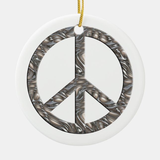 PEACE-Symbol - SILVER & GOLD Keramikornament (Vorne)