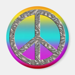 PEACE-Symbol - SILVER Magnet