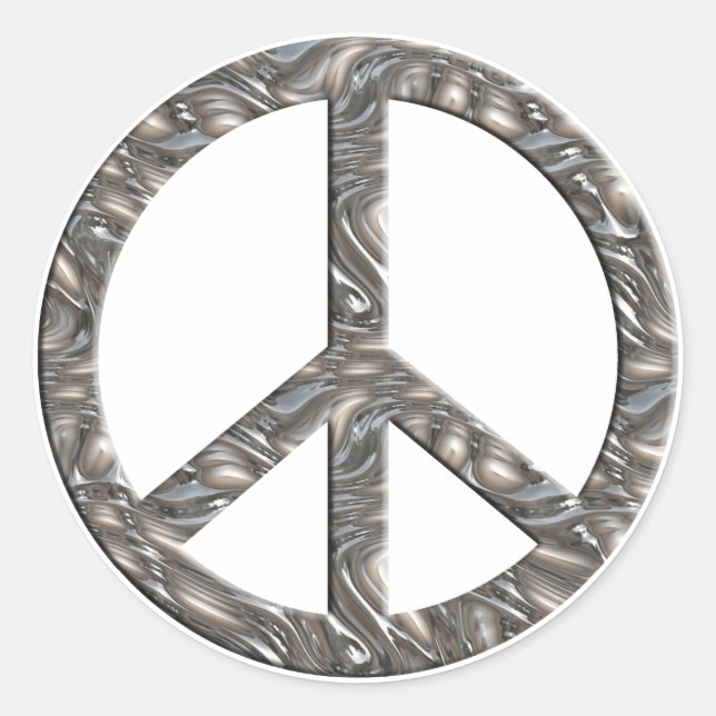PEACE-Symbol - SILVER Runder Aufkleber (Vorderseite)