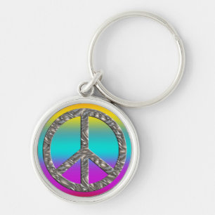 PEACE-Symbol - SILVER Schlüsselanhänger