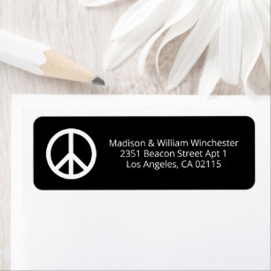 Peace symbol white black minimalis custom address