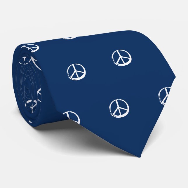 PEACE Symbol-Zeichen Fashion Elegant Statement Blu Krawatte (Gerollt)