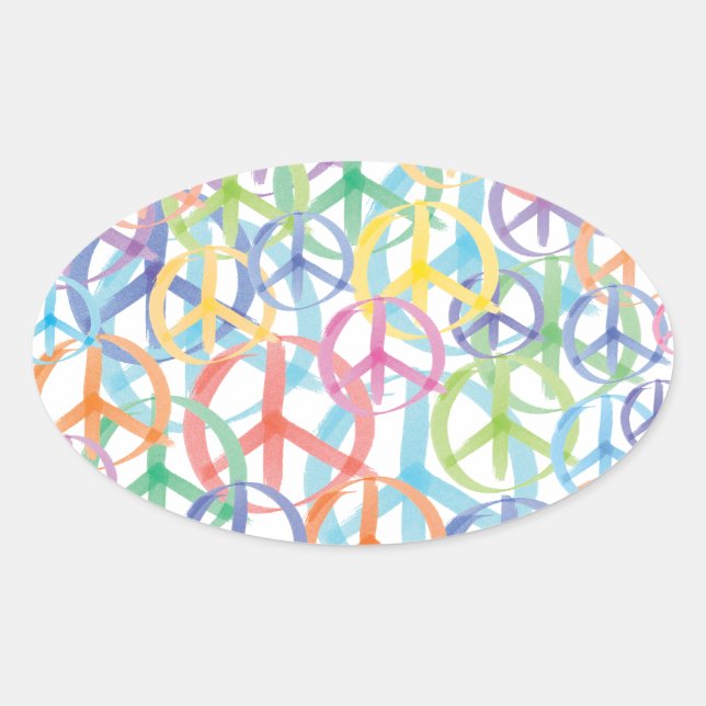 Peace Symbols Art Ovaler Aufkleber (Vorderseite)