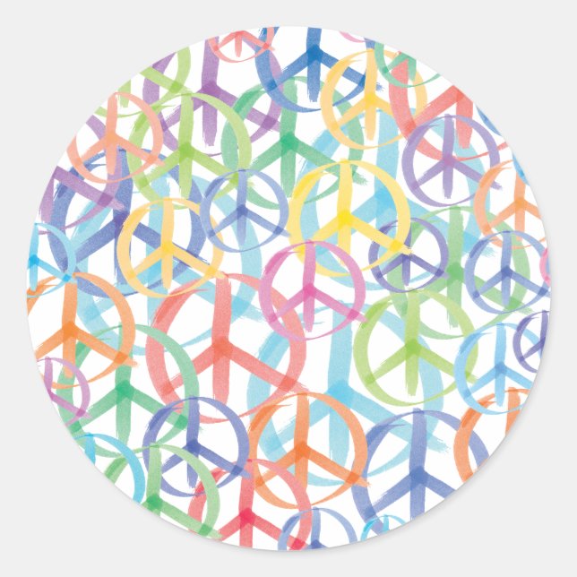 Peace Symbols Art Runder Aufkleber (Vorderseite)