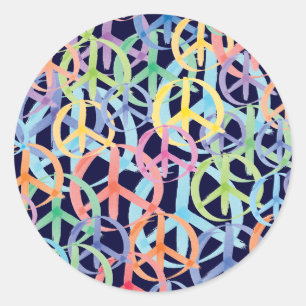 Peace Symbols Art Runder Aufkleber
