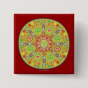 Peace Symbols Design Button