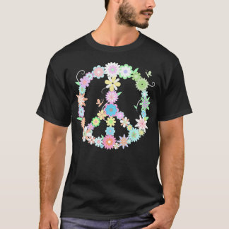 PEACE T-shirt drôle à motif floral et déclaration