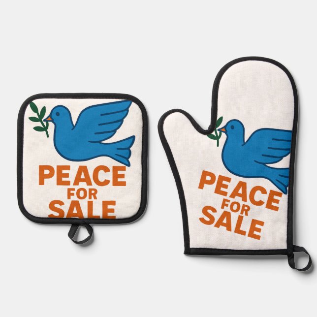 Peace themed apron ofenhandschuh & Topflappen-Set (Vorderseite)