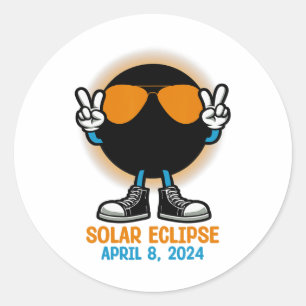 Peace Totality Solar Eclipse April 8 2024 Women Runder Aufkleber