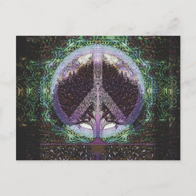 Peace Tree Mandala Herz Postkarte (Vorderseite)