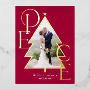 Peace Tree REAL FOIL Holiday Foto Karte
