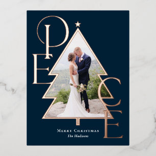 Peace Tree REAL FOIL Holiday Foto Karte