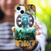 Peace Turquoise Buddha Foto Gold Mosaikgrenze