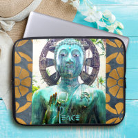 Peace Turquoise Buddha Statue Gold Mosaik Foto